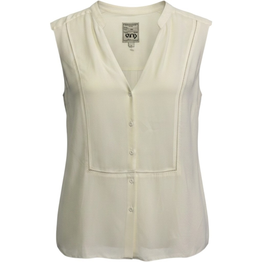 Go GoSilk Go See What You Can See Top Blouse White Silk XS Quiet Luxury Capsule